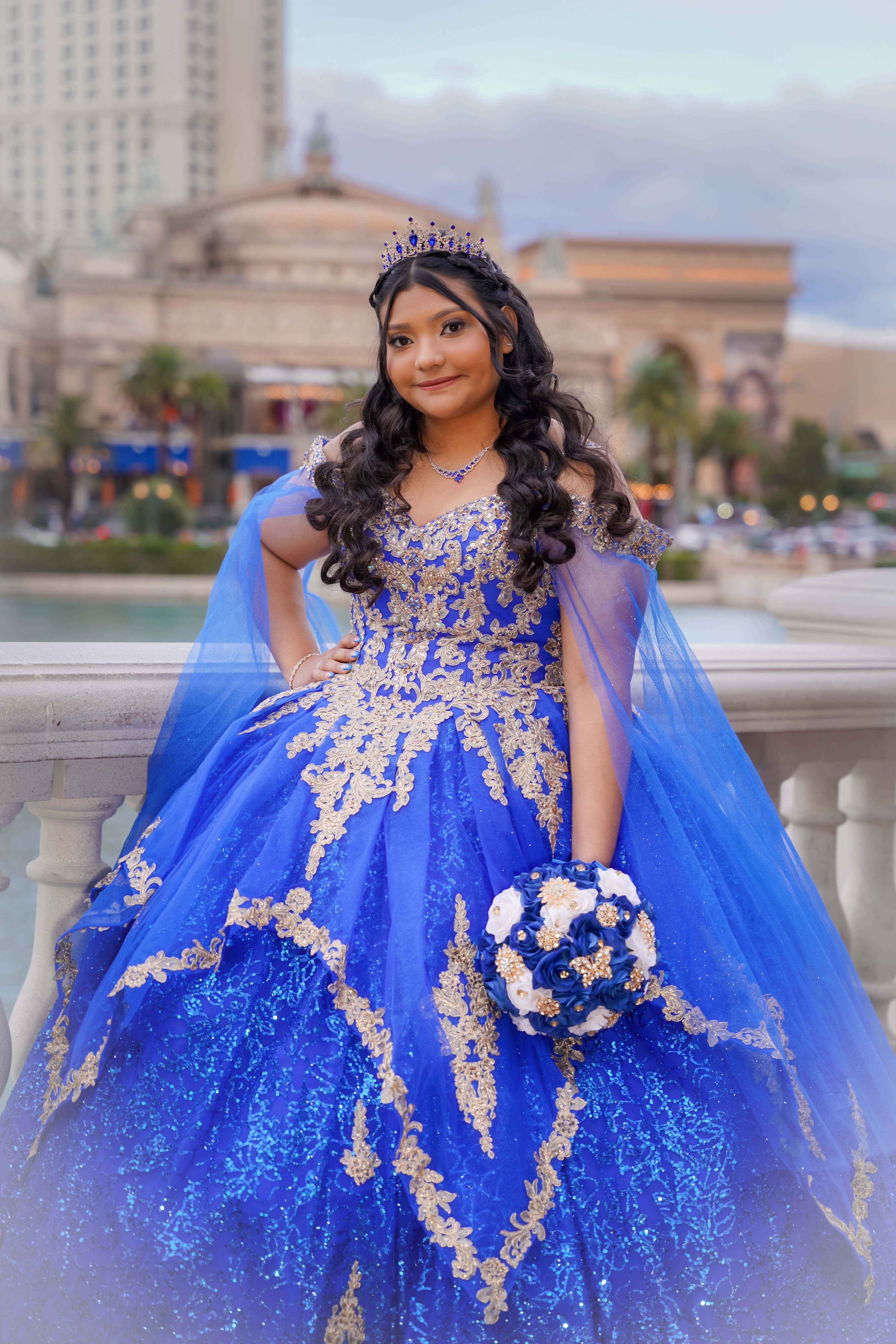 Quinceañera in blue gown
