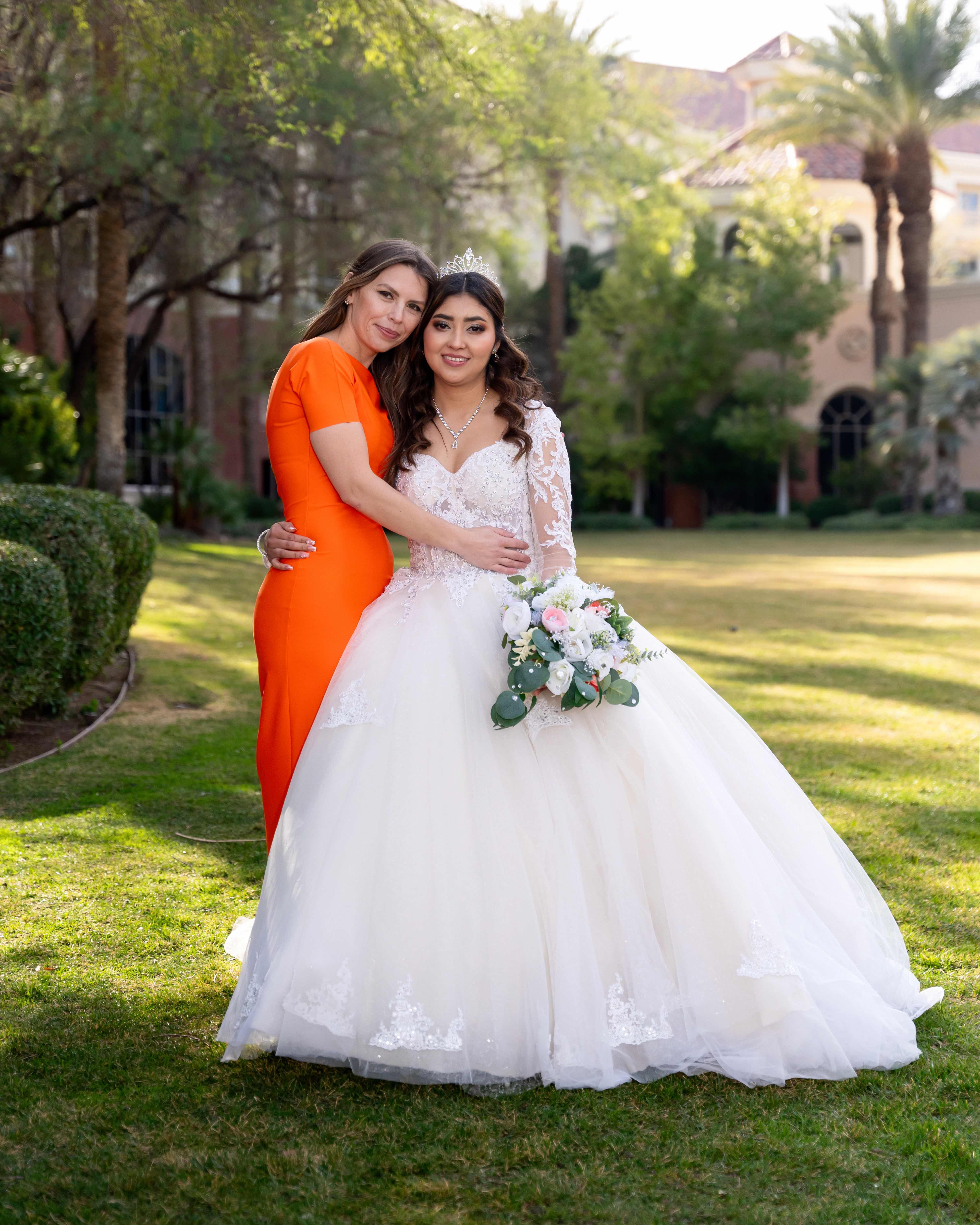 Bride with family member