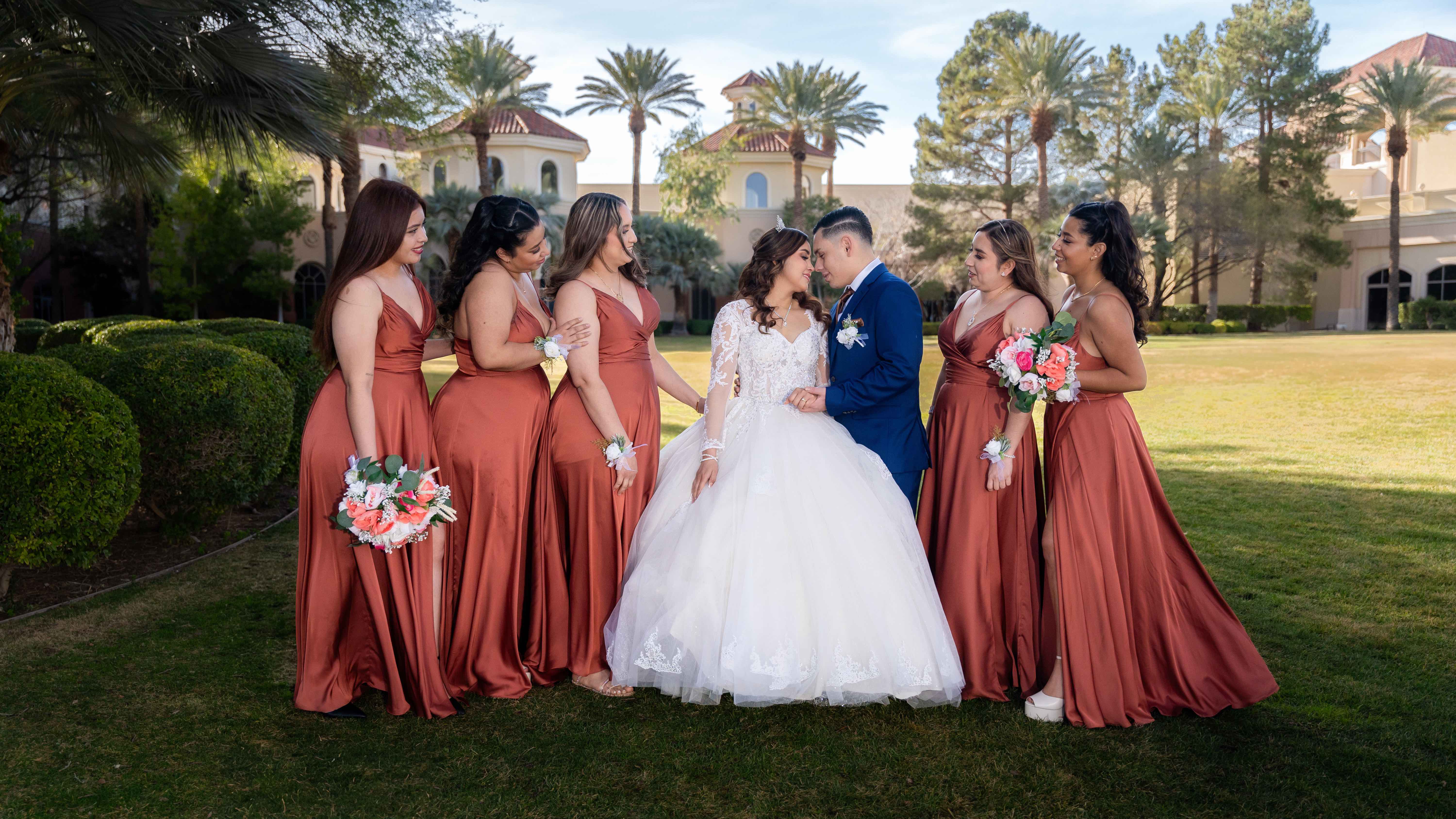 Wedding party with bridesmaids